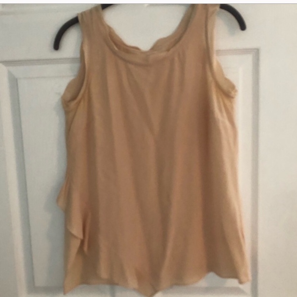 100%  Silk Beige Sleeveless Feminine Dainty Blouse Size 6